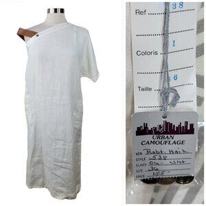 NEW Robert Haik 100% Linen Slip Dress Size Small Medium White Lagenlook Art Wear